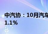 中汽协：10月汽车出口54.2万辆，同比增长11.1%