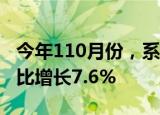 今年110月份，系统农产品批发市场交易额同比增长7.6%